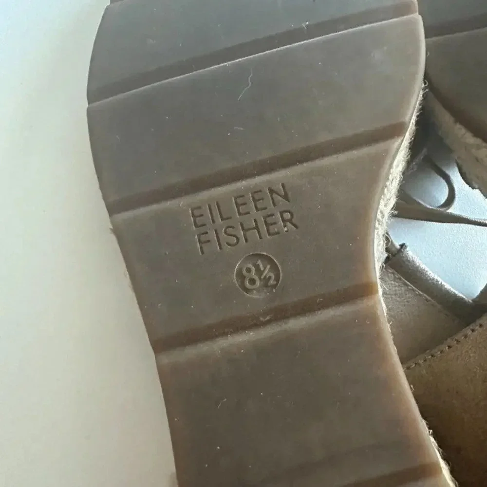 Eileen Fisher‎ Agnes Espadrille Wedge Sandal Women's 8.5 Gold Metallic System